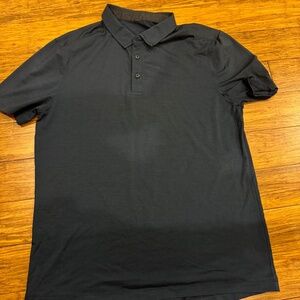 LULULEMON Evolution Polo Shirt Men Medium Navy Short Sleeve Excellent Condition